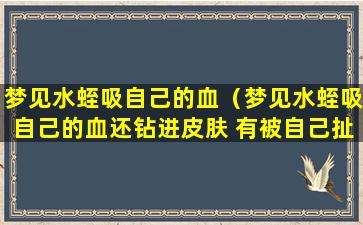 梦见水蛭吸自己的血（梦见水蛭吸自己的血还钻进皮肤 有被自己扯出来 大出血）